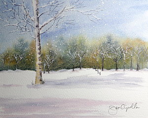 300x239 Watercolor Winter Scene Paintings