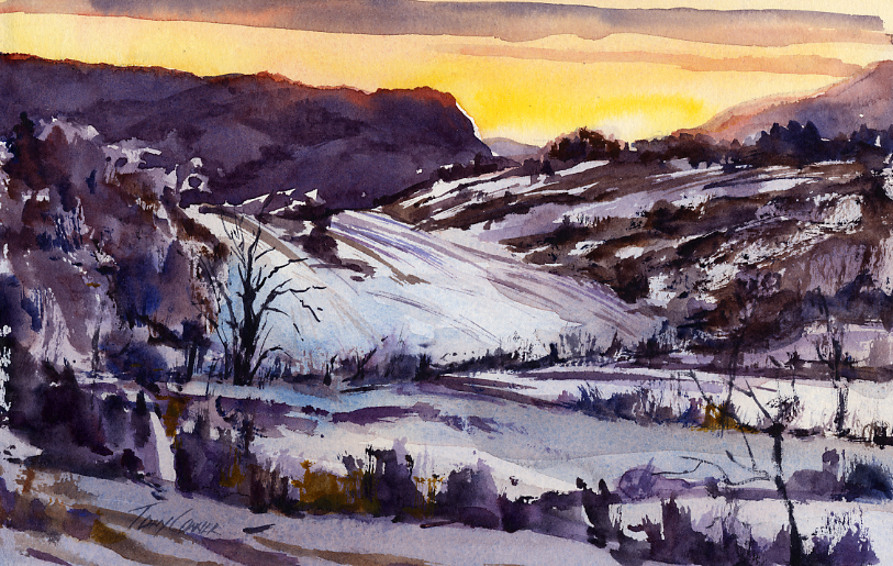 813x515 February En Plein Air Watercolor Winter Landscape