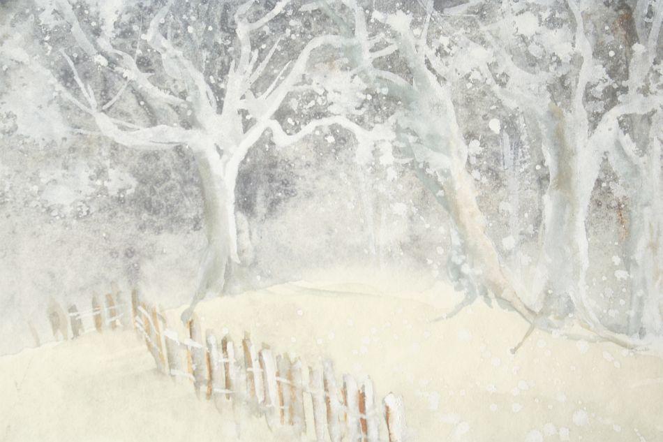 950x633 Milenios (Cleveland) Winter Scene, Watercolor On Paper