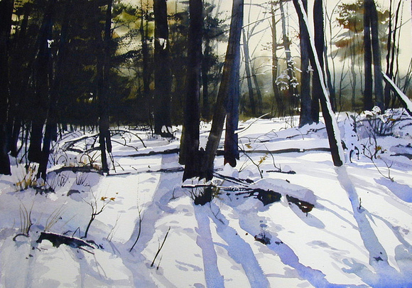 580x405 Robert Highsmith Snow Scenes North Country Snow Watercolor