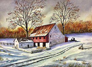300x219 Watercolor Winter Scene Paintings Fine Art America