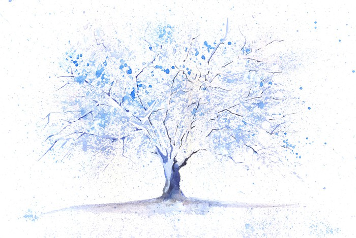 700x469 Watercolor Winter Tree Wall Mural We Live To Change