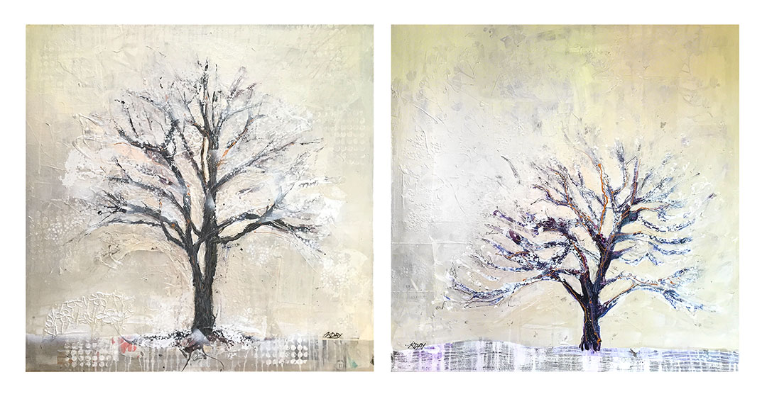 1080x556 Winter Trees, Mixed Media Tree Paintings Kelliedayart