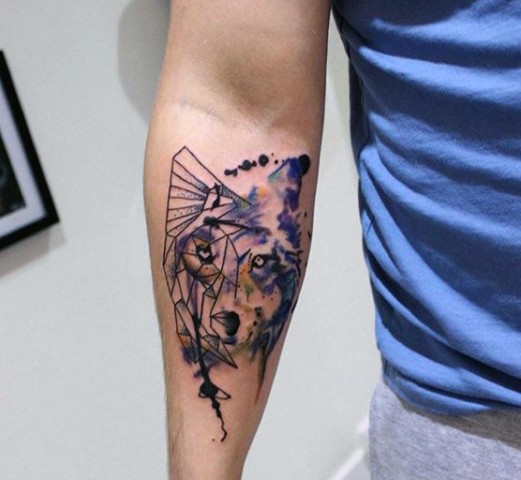 521x480 Picture Of Watercolor Wolf Tattoo