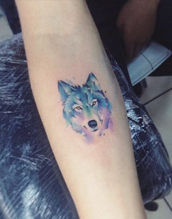 588x746 Small Watercolor Wolf Tattoo Animal Tattoos