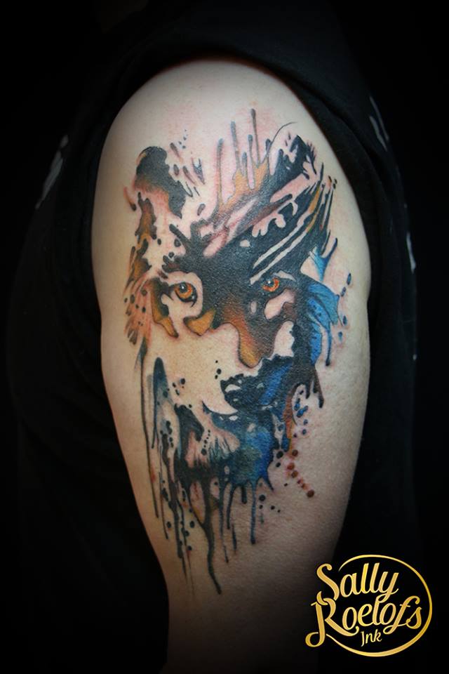 640x960 Watercolor Wolf Tattoo