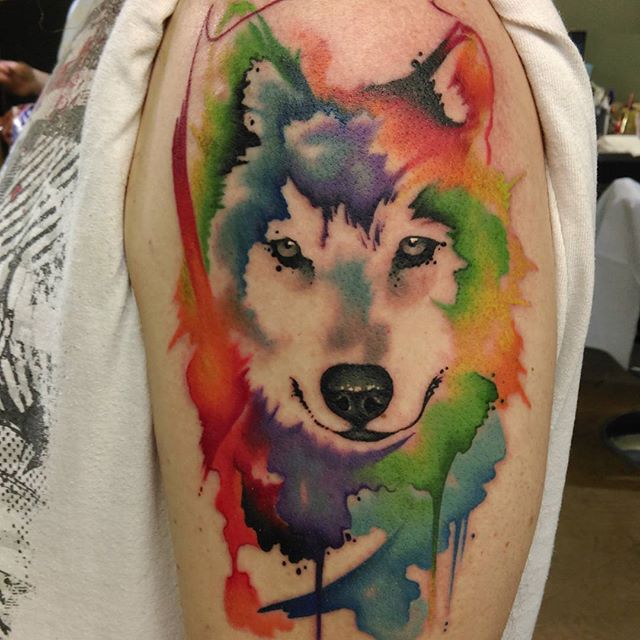 640x640 Watercolor Wolf Tattoo By Jon Overton