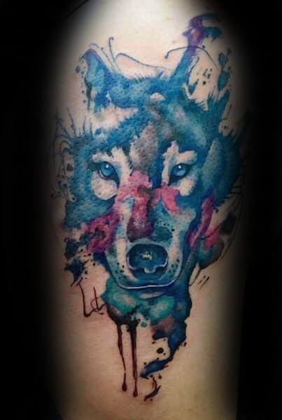 403x600 50 Wolf Watercolor Tattoo Designs For Men