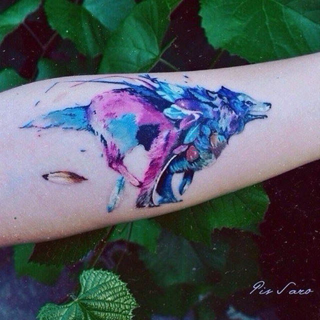 640x640 Feather Wolf Tattoo Watercolor Best Tattoo Ideas Gallery
