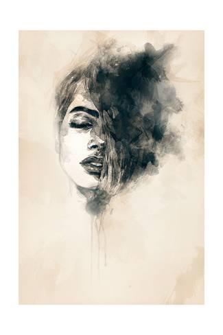 325x488 Beautiful Woman Face. Watercolor Illustration Art By Anna