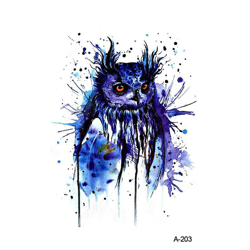 800x800 Wyuen Watercolor Owl Fake Tattoo Sticker Women Body Art Tattoos