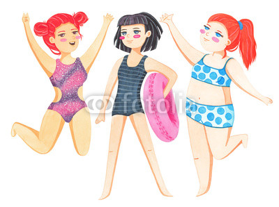 400x298 Women Of Different Figure Type And Size Dressed In Swimsuits. Body