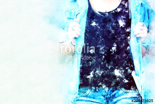 500x335 Abstract Beautiful Body Women On Watercolor Painting Background