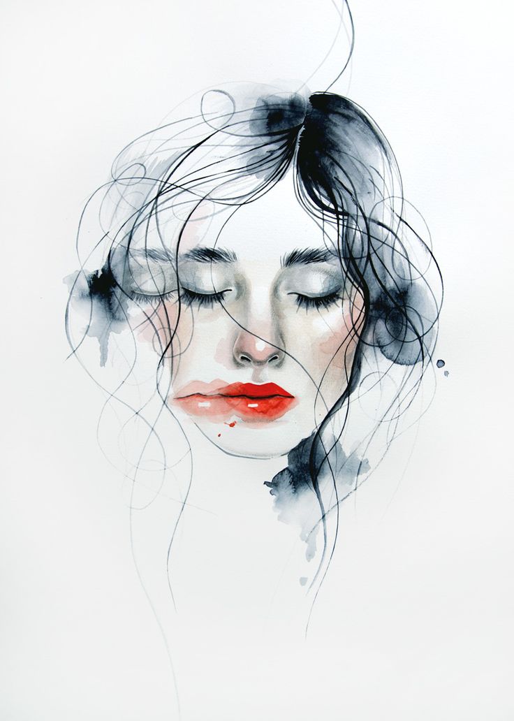 Watercolor Woman Face