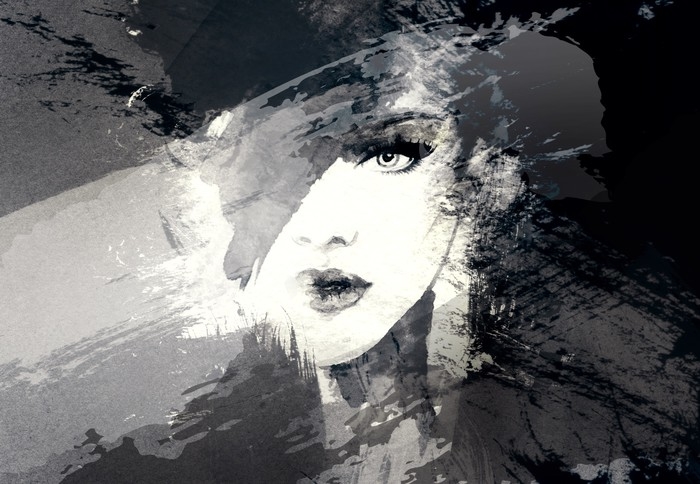 700x484 Beautiful Woman Face. Abstract Fashion Watercolor Illustration