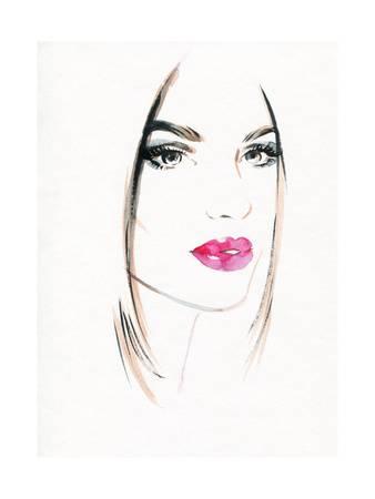 338x450 Woman Face.abstract Watercolor .fashion Background Art Print By