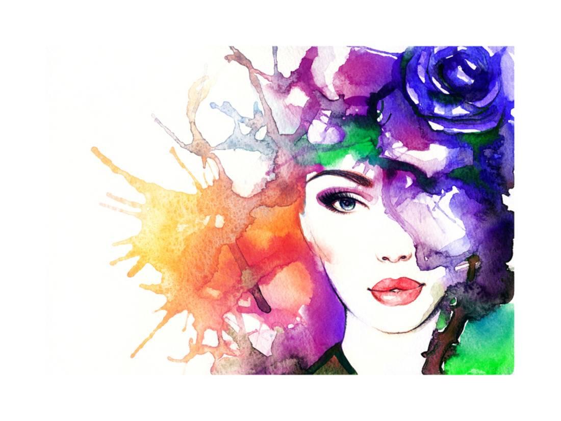 1100x826 Woman Face.abstract Watercolor .fashion Background Print Wall Art