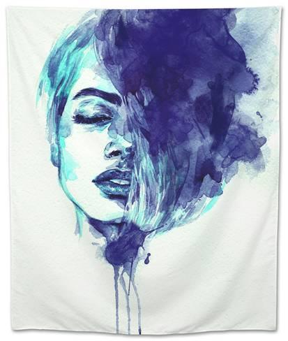 413x488 Beautiful Woman Face. Abstract Watercolor. Fashion Illustration