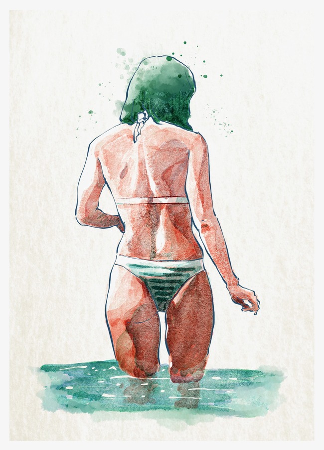 650x903 Hand Painted Bikini Woman, Woman Clipart, Hand Painted Figures