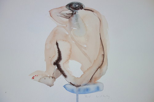 500x333 Woman In Bath By Zi Ling (2017) Work On Paper Watercolor On