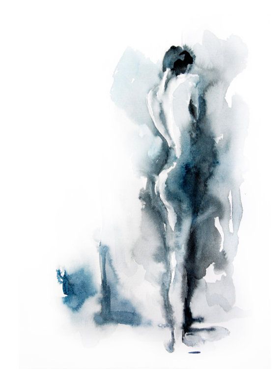 570x750 Abstract Woman Figure Watercolor Painting Art Print, Modern Art