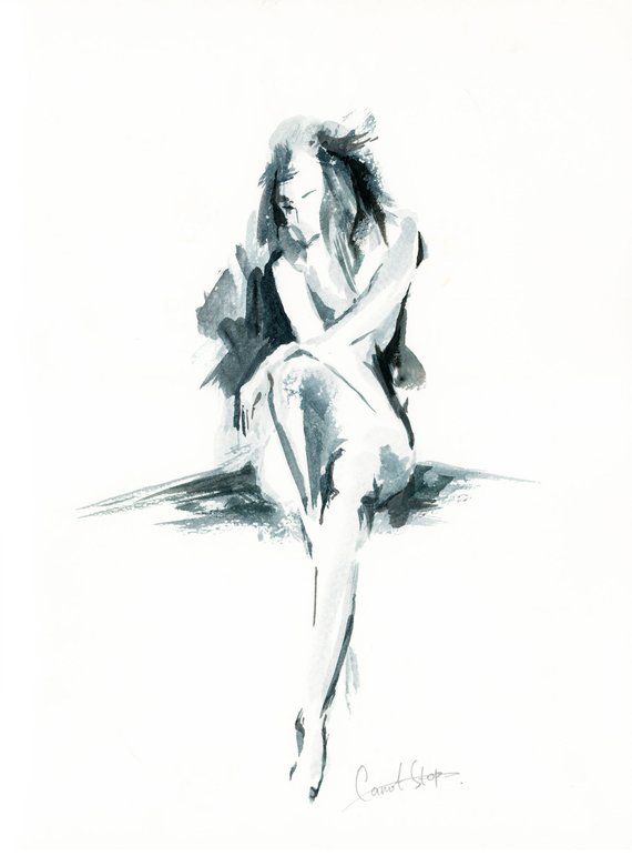 570x780 Female Figure Original Watercolor Painting Woman Figurative Etsy