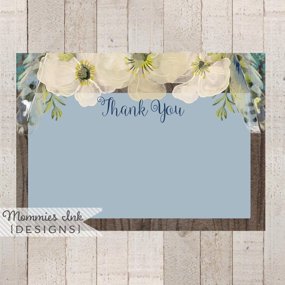 570x570 Spring Thank You Note,wood Grain Floral Thank You,boho Chic