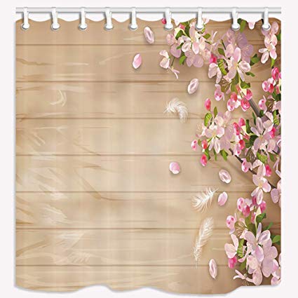 425x425 Nymb Brown Shower Curtain, Watercolor Wood Grain Plum