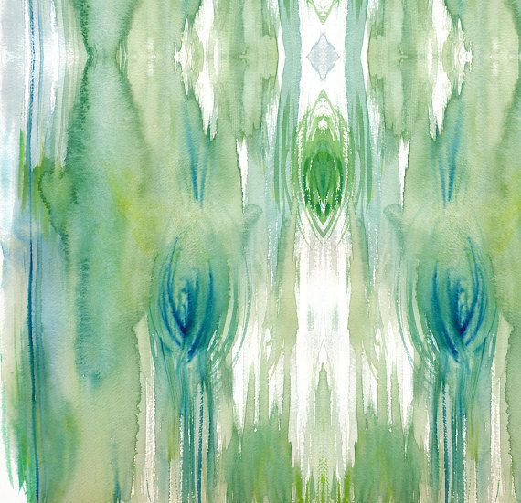 570x551 Woodgrain Blue Green Watercolor Fabric