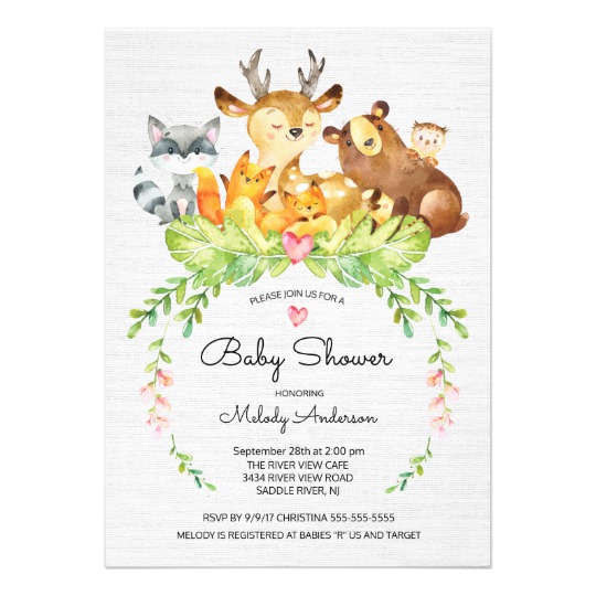 540x540 Sweet Woodland Animals Baby Shower Invitation