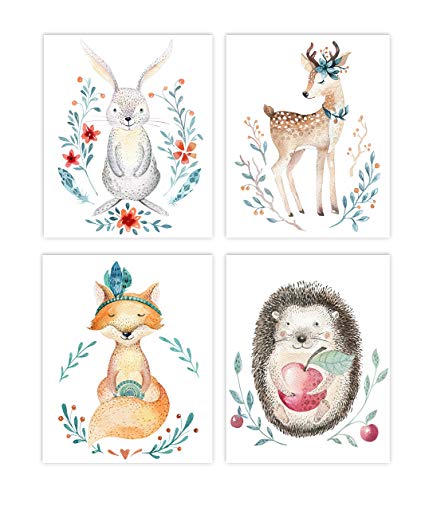 425x510 Holmkell Set Of 4 Nursery Woodland Animals Prints