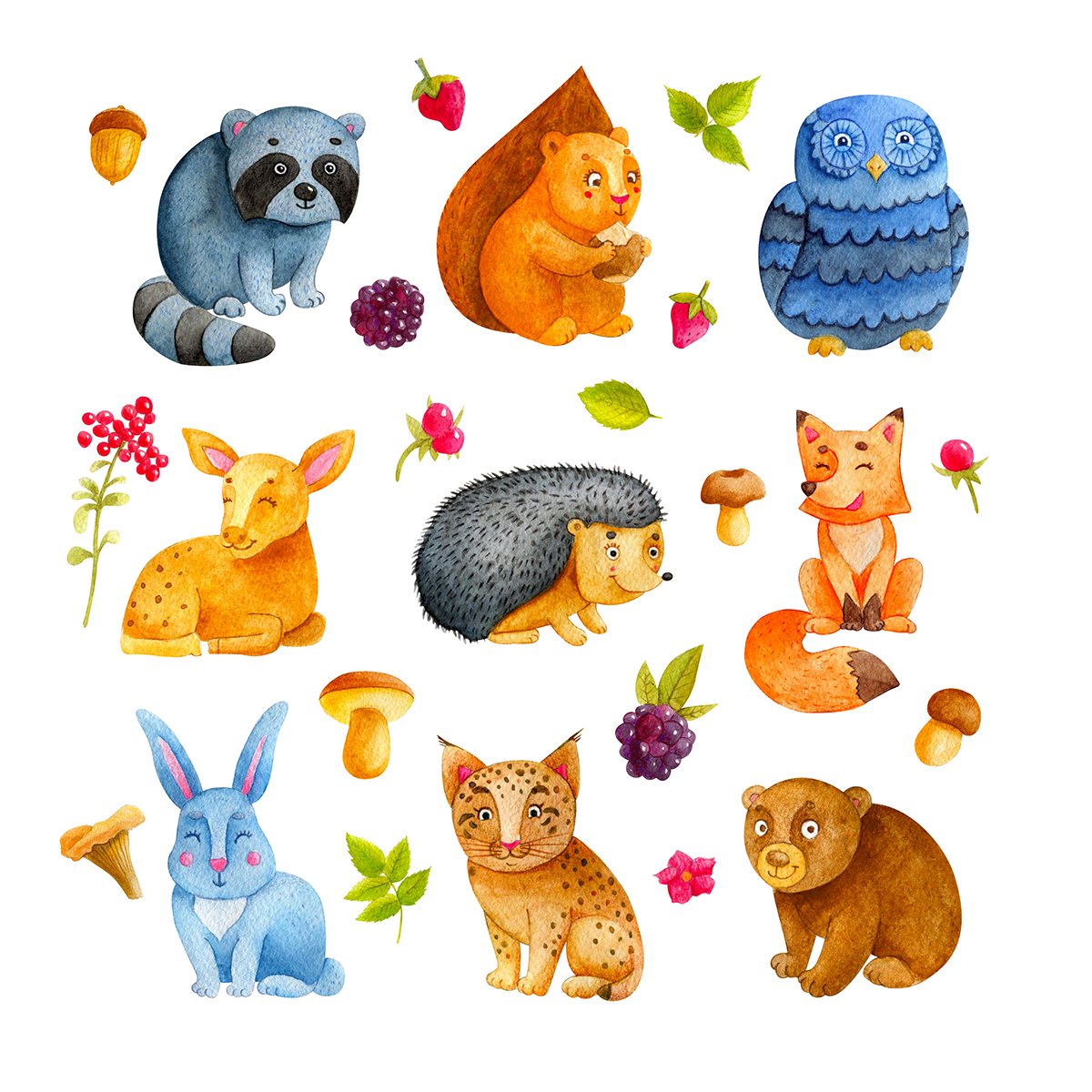1200x1200 Watercolor Woodland Animals On Behance