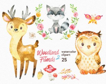 340x270 Watercolor Animals Etsy