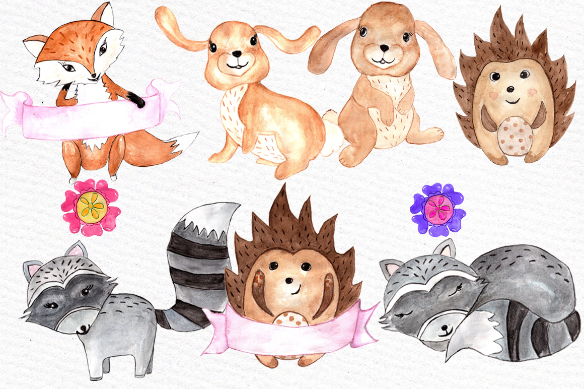1160x772 Watercolor Woodland Animals Clipart By Vivastarkids