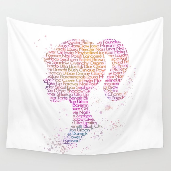 700x700 Barbie Makeup Word Art Watercolor Wall Tapestry By Shayitwithlove