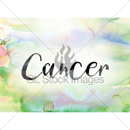 500x500 Cancer Colorful Watercolor And Ink Word Art Gl Stock Images