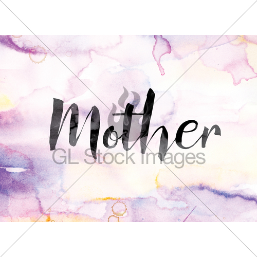 500x500 Mother Colorful Watercolor And Ink Word Art Gl Stock Images