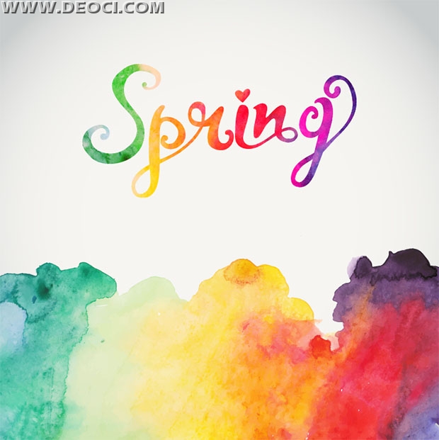 620x621 Watercolor Background Spring Wordart Eps File To Download