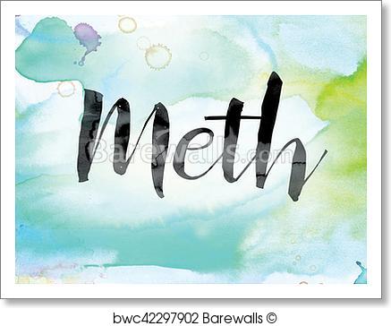 437x364 Art Print Of Meth Colorful Watercolor And Ink Word Art Barewalls