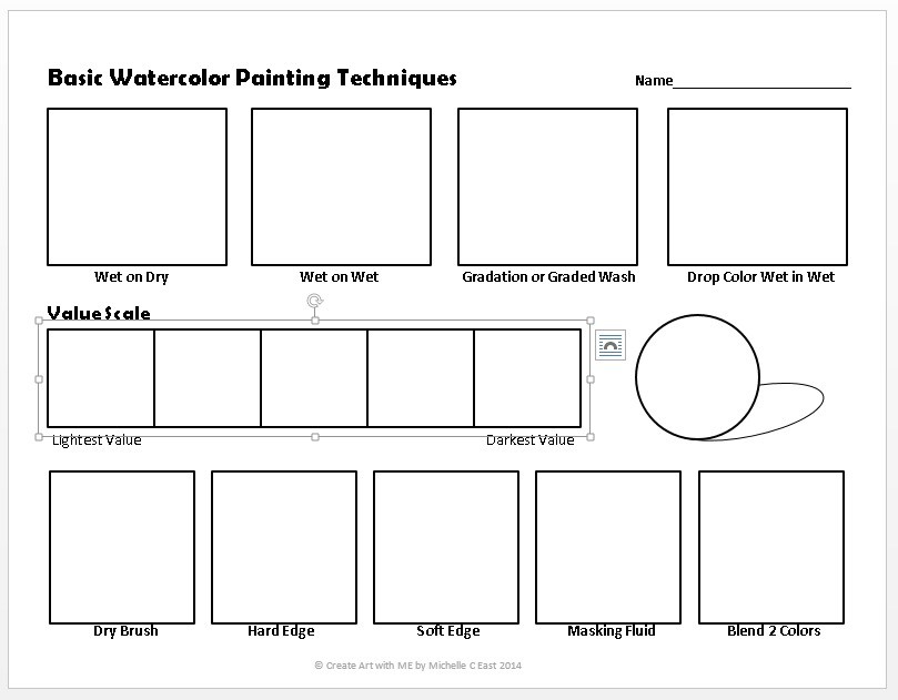 809x631 Basic Watercolor Painting Techniques Worksheet