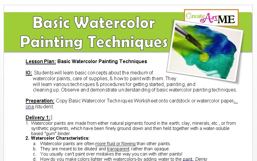 842x528 Basic Watercolor Painting Techniques Lesson Plan And Worksheet