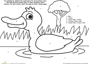301x218 Watercolor Paint By Number Duck Worksheet