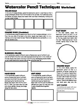 270x350 Watercolor Pencil Techniques Worksheet Teacherspayteachers