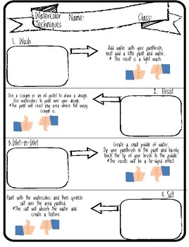 268x350 Watercolor Technique Worksheet By Arty Smarty Teachers Pay Teachers