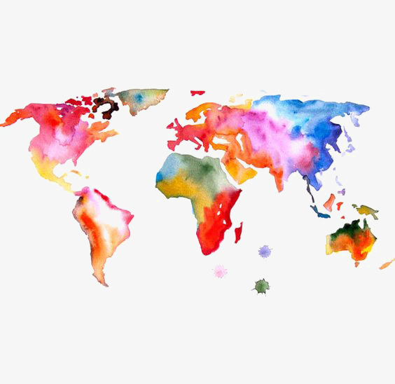 564x548 Watercolor World Map, Watercolor Clipart, World Clipart, Map