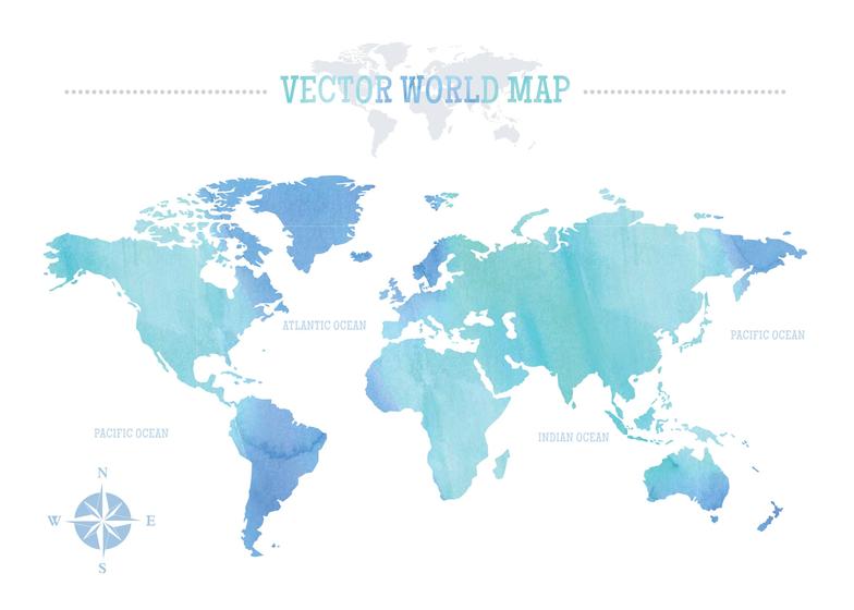 784x560 Watercolor World Map Vector
