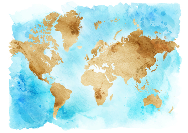 600x426 Watercolor World Map Vector 01 Free Download