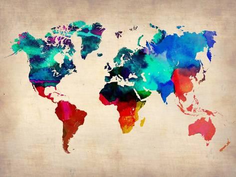473x355 World Map In Watercolor Prints