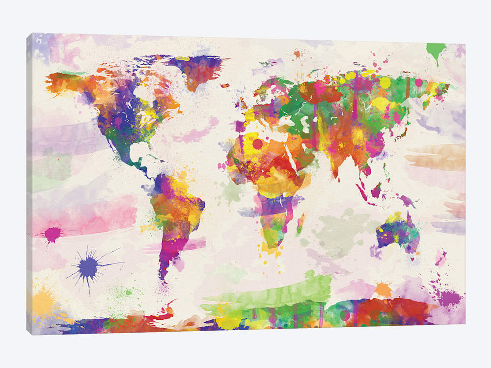 1000x750 Colorful Watercolour World Map Art Print By Zaira Dzhaubaeva Icanvas