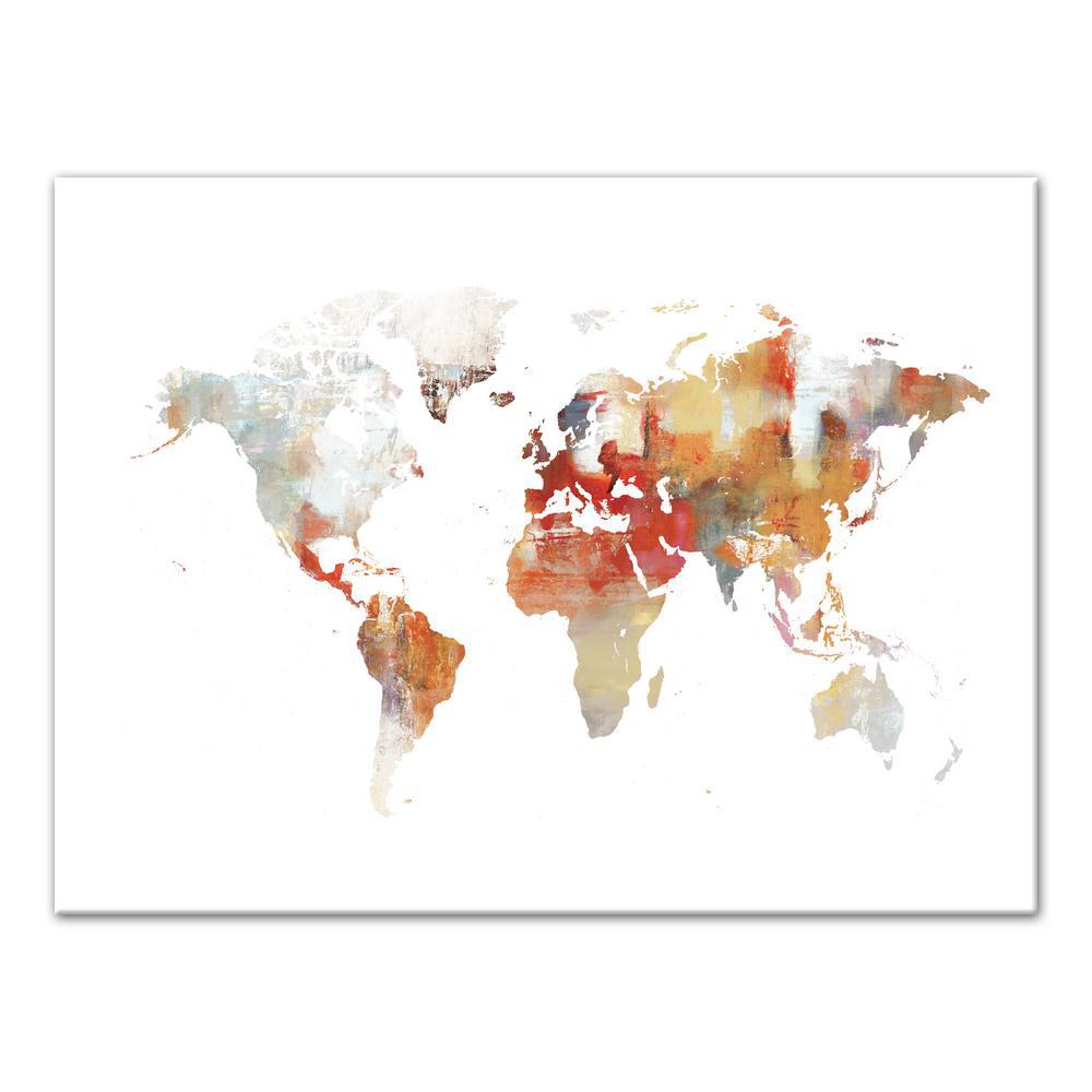 1000x1000 Designs Direct 30 In. X 40 In. 'Watercolor World Map White Warm